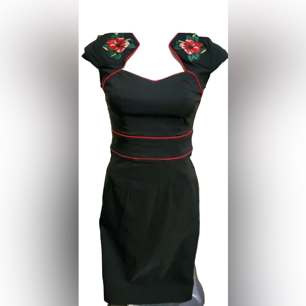 Hell Bunny Hibiscus Dress, Black, Small, NWOT 🌺 - Picture 7 of 8